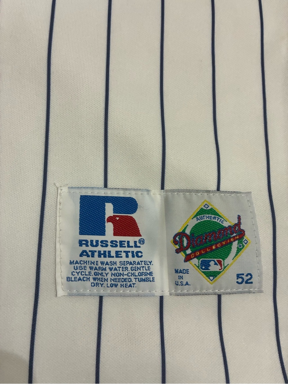 Russell Athletic White Jersey with Blue Pinstripes - Picture 2 of 7